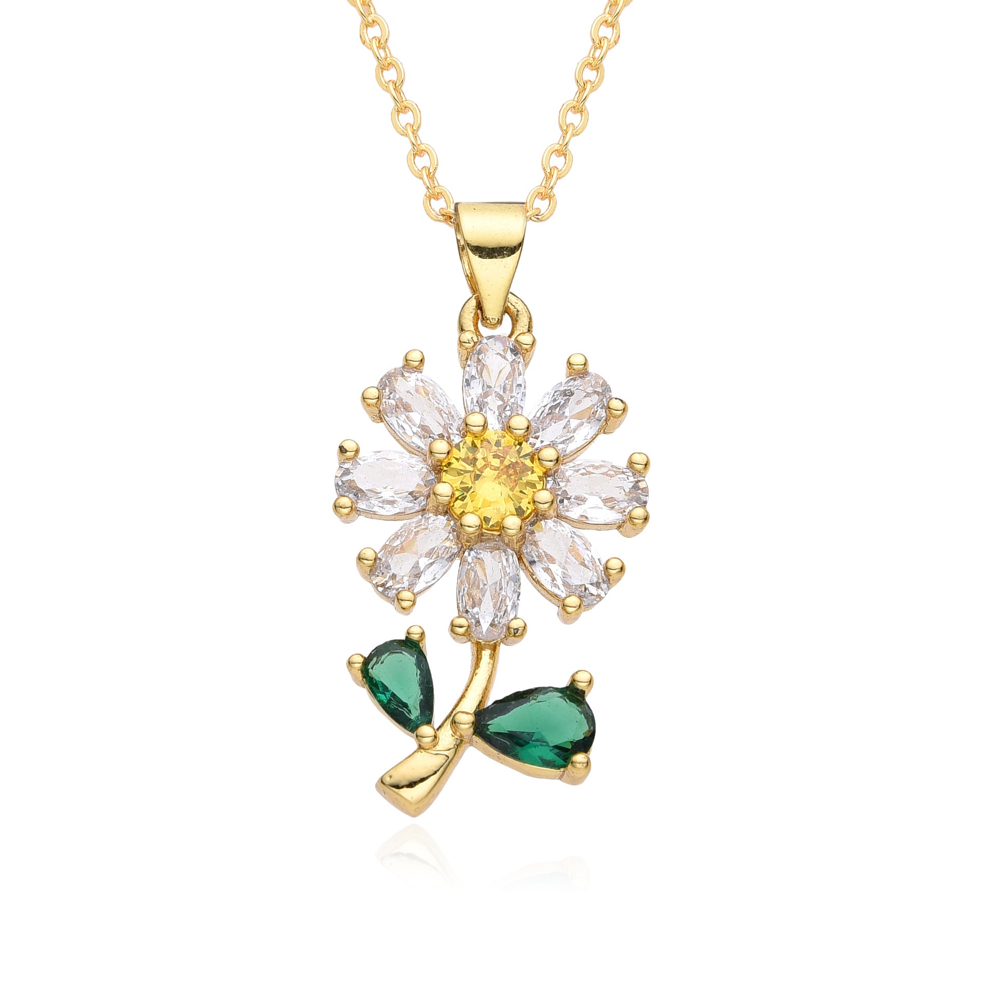 Wholesale Diamond Zircon Sunflower Flower Necklace